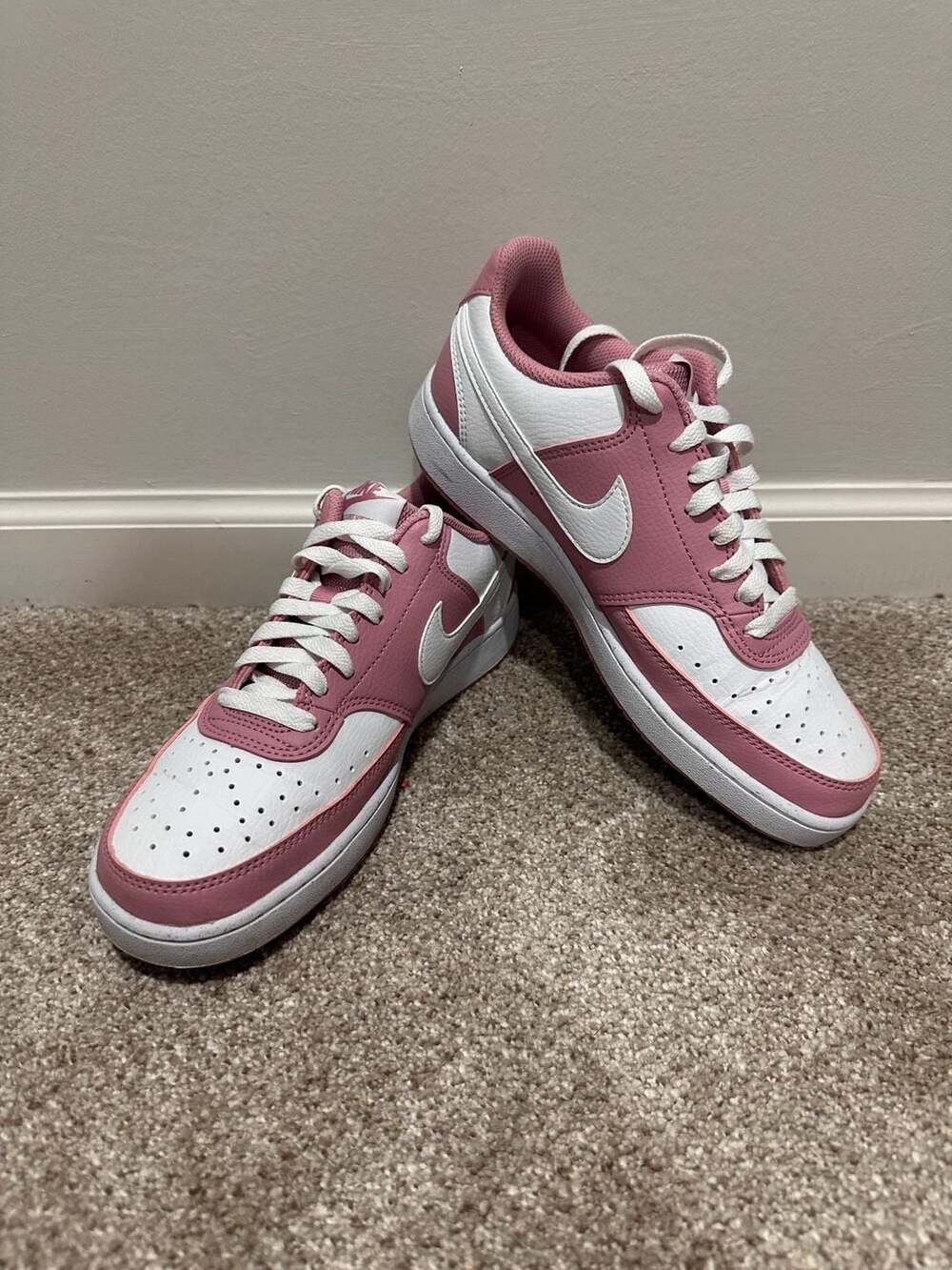 Nike Court Vision Low Next Nature Pink White Sneakers, Womens size 8.5